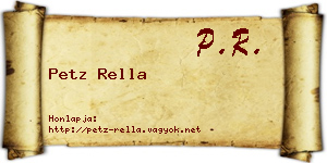Petz Rella névjegykártya